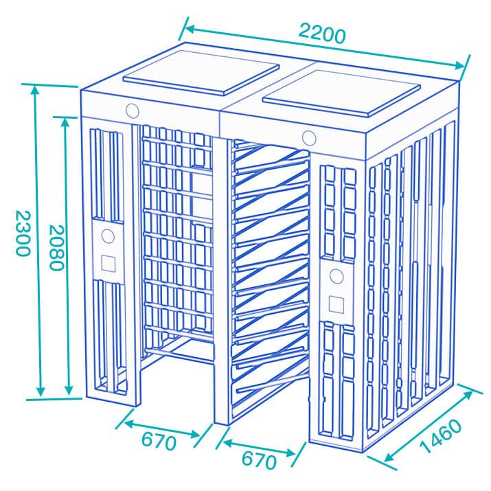 daosafe ds402fs full height turnstile dimensions