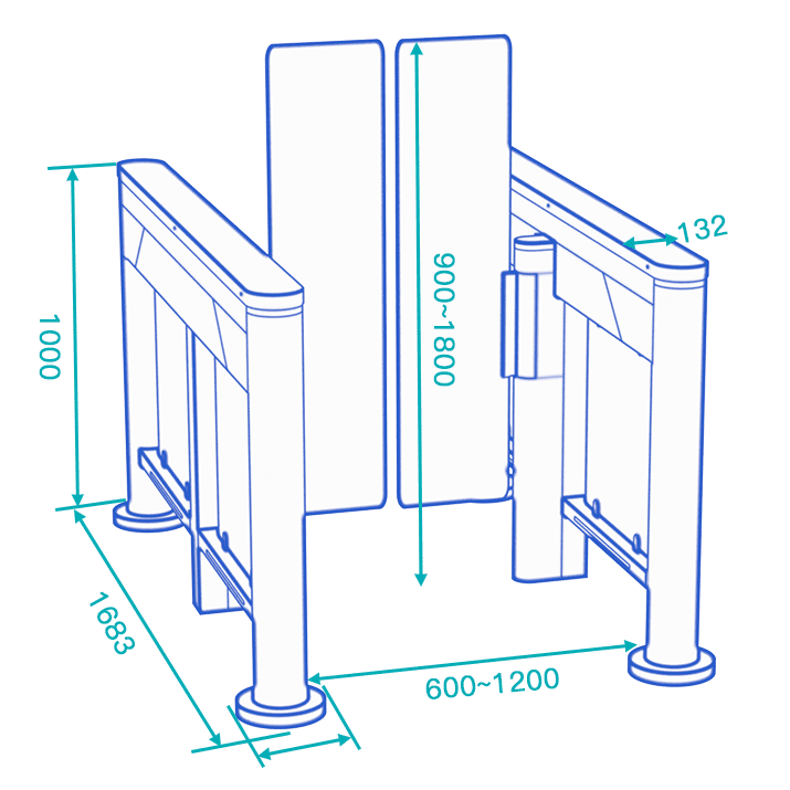 daosafe ds7000 speed gate dimensions