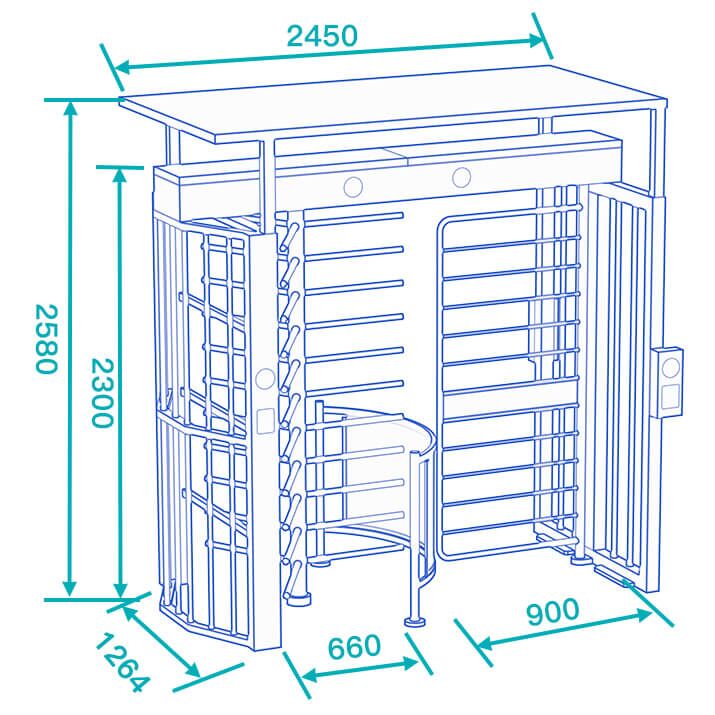 ds408fs canopy full height turnstile with wheelchair gate dimensions