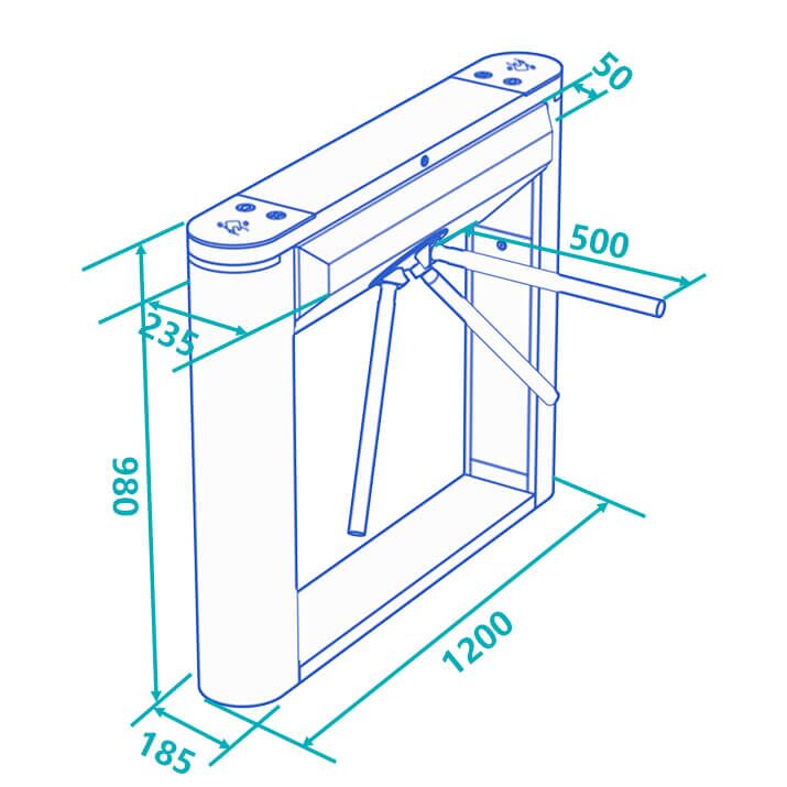 Daosafe ds112 tripod turnstile dimensions