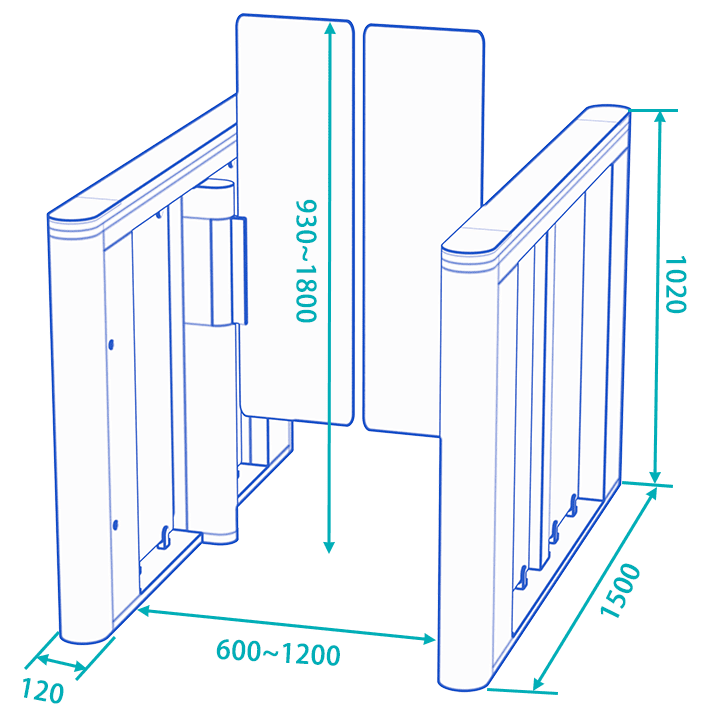 ds7100 speed gate dimensions