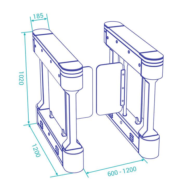 optical swing turnstile ds210z dimensions