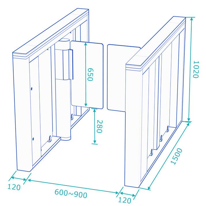 daosafe DS7300 speed gate dimension details